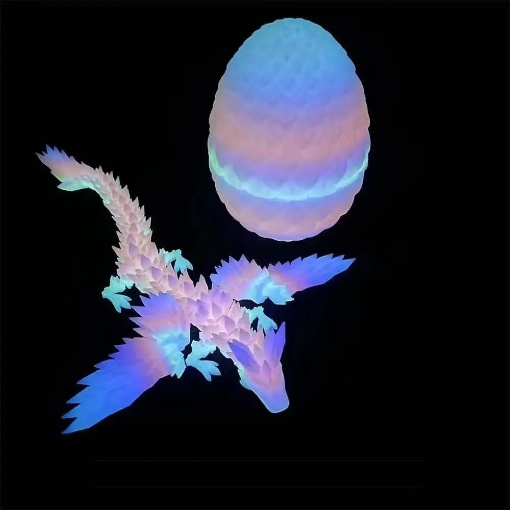 3D Printed Full Body Joint-Active Glow-In-The-Dark Magical Rainbow Flying Dragon Wings Decorative Figurine, Living Room Bedroom Study Decoration, Statue Figurines, Ornaments, Decoration Figure