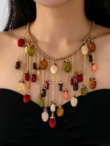Fashion Waterdrop Fringe Necklace, High-End Personalized Western Clothing Accessory, Stylish Jewelry for Women, Trendy Pendant Design, Jewelry Accessories, Whimsical Necklace