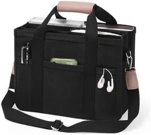 Canvas Tote Bag with Compartments – Trendy Crossbody Tote for Women, Stylish Book & Work Bag for Office and Daily Use