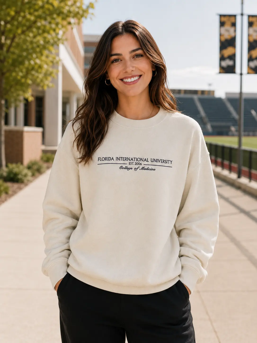 Custom College Embroidered Sweatshirt, Personalized University Crewneck, Custom School Name Pullover, College Gift