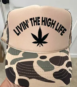 Livin The High Life Camo and Tan  Unisex Foam Trucker Hat