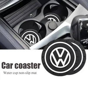 2Pcs Car Anti-Slip Silicone Coaster Fit Auto Water Cup Pads For Volkswagen VW RLine GTI Golf 5 6 7 Polo Caddy Passat B6 Tiguan Jetta