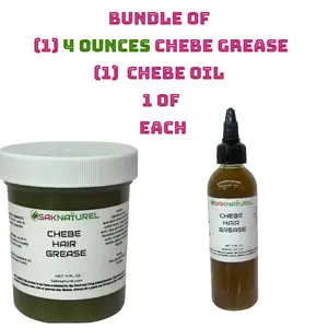 BUNDLE CHEBE HAIR GREASE & OIL Rosemary Fenugreek Hair Growth oil - Long Hair - Thick Hair -  Hair Growth - Indian Ayurverdic Hair growth oil - Rosemary Hair Oil - Hibiscus Hair growth oil - Chebe Hair Growth Oil Organic - Herbal Haircare Peppermint