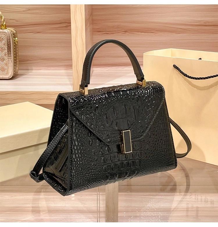 【Final Sale】Genuine Top-Grain Leather Kelly Handbag Elegant Handheld Shoulder & Crossbody with Detachable Strap for Everyday Use 10.2" L x 4.7" W x 7.9" H