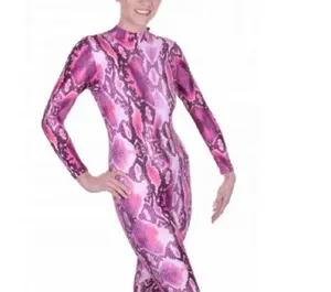 Snake Turtle Neck jumpsuit Bodysuit Nylon Womenswear Lady Long Sleeve