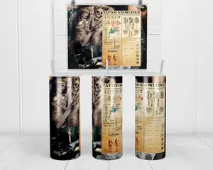 Tattoo Knowledge 20oz Skinny Tumbler | with Lid and Straw | Holographic Gift Box | Gift for Tattoo Artist | Stocking Stuffer | Secret Santa Gift | White Elephant Gift Exchange Drinkware Flasks