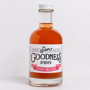 Simple Goodness Rhubarb Vanilla Bean Beverage Syrup- Flavored Organic Cane Sugar Simple Syrup for Cocktails and Coffee Drinks, Easily Sweeten Drinks with Real, Whole Fruits and No Artificial Flavors or Dyes