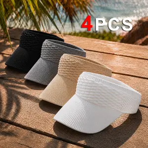 4Pcs Man&Women's High Ponytail Sun Visor Hat | SunSafeTok That Girl Aesthetic Breathable Open-Top UV Protection Cap | Birthday Gift for Her Running Hiking Beach Travel Outdoor Daily Wear