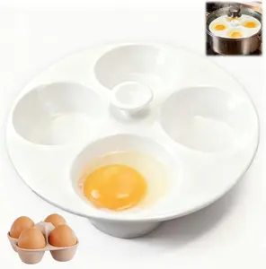 4-Cup Nonstick Egg Poacher Pan, Poached Egg Cooker Compatible with Most Stovetop Pots, Easy-Clean Egg Poacher for Perfect Poached Eggs