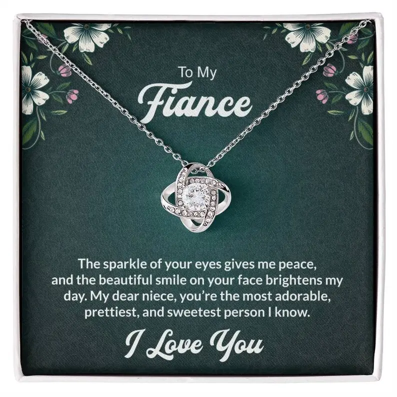 To my Fiancé Necklace Message Card, CZ Love Knot Pendant Necklace, Future Wife Gift, Wife to be Gift, Fiancé Romantic Gift, Engagement
