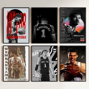 Basketball Superstar Wembanyama Signed Poster Kids Fans Room Bedroom Wall Decor Wembanyama Posters Canvas Art Print Picture For Teen Boy Birthday Gifts Framed and Unframe poster