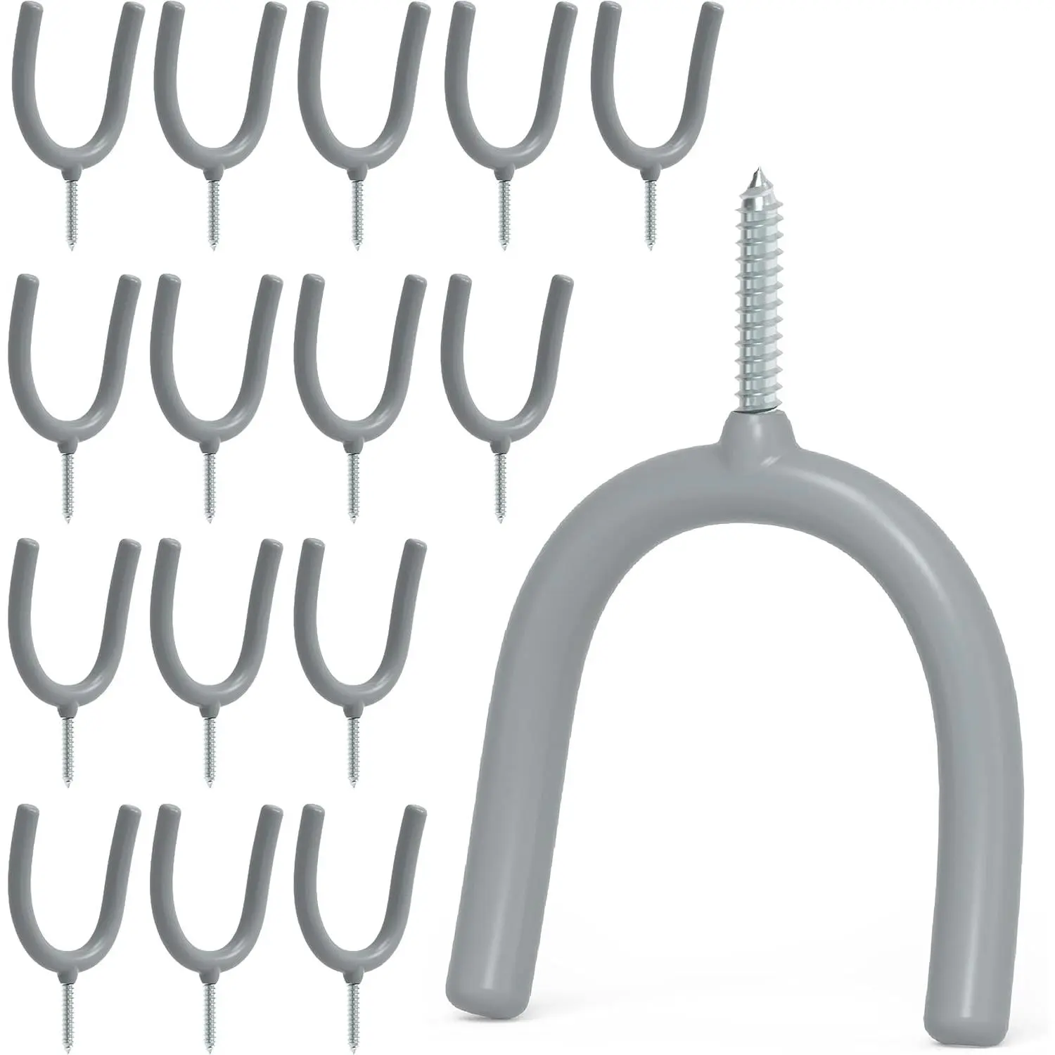 POETISKE Heavy-Duty Steel Screw-In Hangable Utility Hooks, Wall-Mounted Garage Tool Organizer for Hanging Shovels, Brooms, Garden Tools