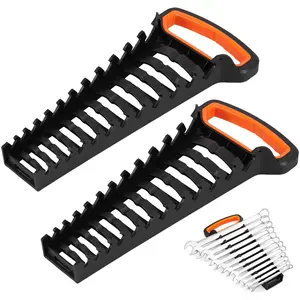 2pcs Wrench Organizer Tray Set Metric & SAE Holder Sorts 24 Wrenches For Garage Toolbox Drawer Tool Storage Kit