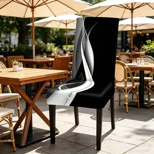 2/4/6PCS Dining Chair Covers, Chair Covers for Dining Chairs, Modern Black & White Stretch Chair Covers, Universal Seat Covers, Chair Protectors for Restaurants, Hotels and Banquets, Removable and Washable Chair Slipcovers