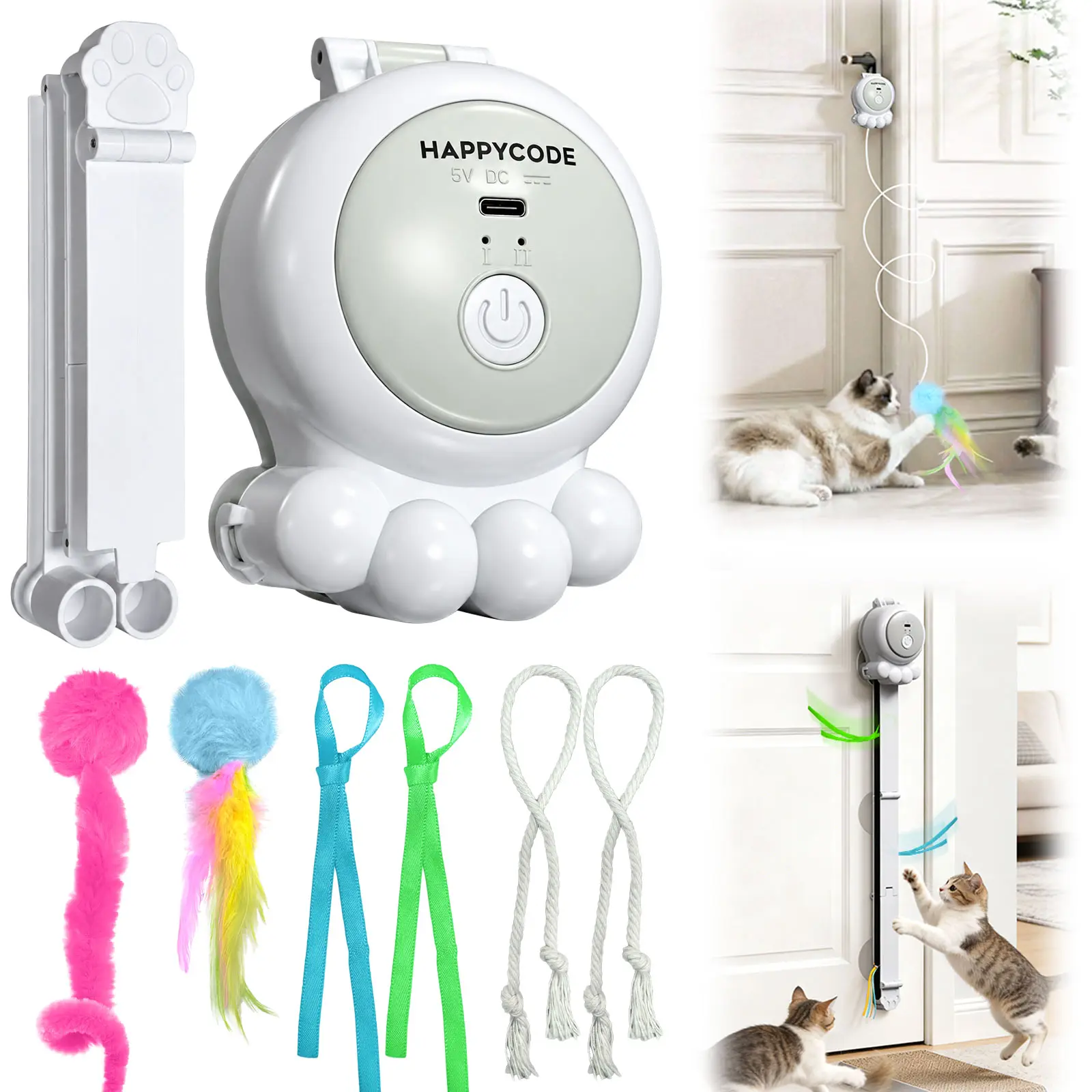 HAPPYCODE 2-in-1 Interactive Cat Toy, Rechargeable Automatic Cat Toy, Features Two Modes, Suction Cup Design—Suitable for Various Settings, Perfect for All Cats, Cat Puzzle Toy,TikTokShopDealsforYouDays,SummerWins,teaser toys,International Cat Day
