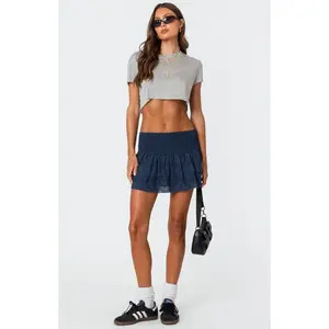 Edikted Women's Scrunchy Ruffled Eyelet Mini Skirt - Multicolor