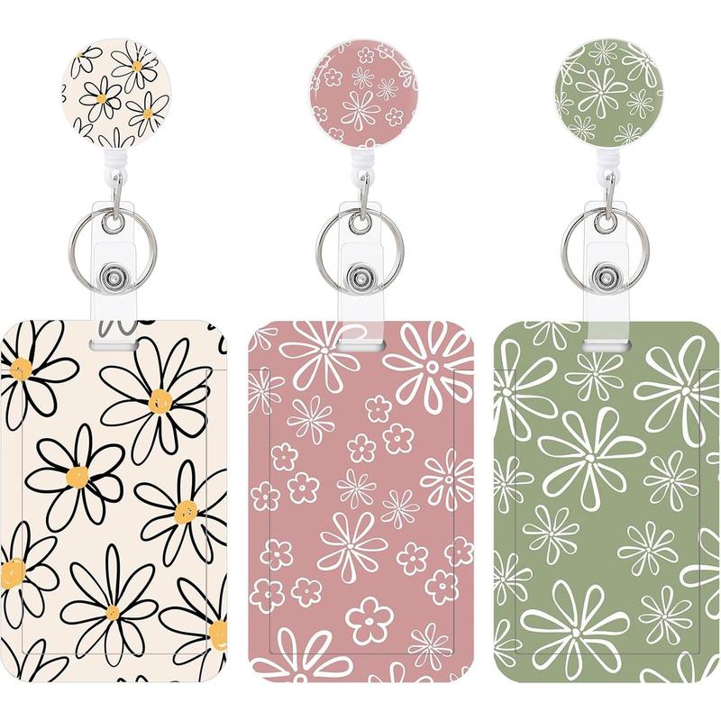 3 Set Heavy Duty Badge Holder with Retractable Reel,ID Badge Holder Key Card Work Badge Clip for Nurse Teacher Student Office Women Men
