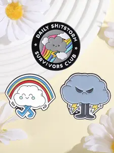 3-Piece Cute Cartoon Mood Rainbow Cloud Lightning Cloud Design Alloy Brooch,Cute Anmial Badge,Fashion Brooch for Party, Jeans, Scarves, Hats Decoration, Trendy All-match & Exquisite Brooch for Birthday Gift