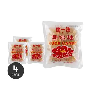 JIAYILI Yellow Rock Sugar - 4 Packs of 454g | Natural Sweetener for Cooking & Baking