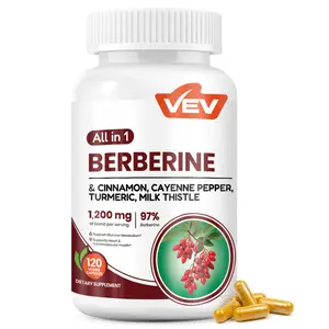 VEV Berberine Supplement with Ceylon Cinnamon, Cayenne Pepper, Turmeric, Milk Thistle, 120 Capsules, Vegan & Non-GMO