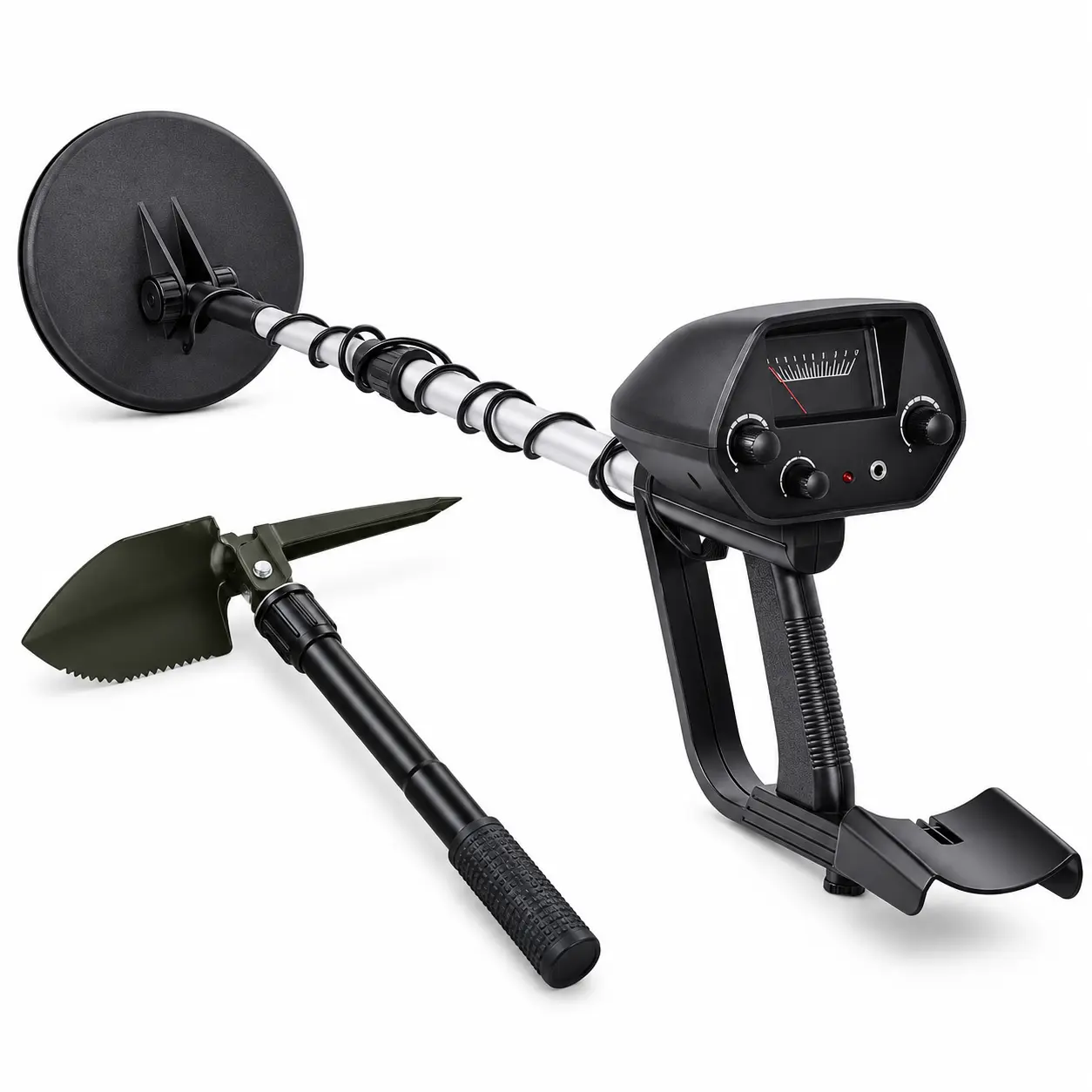 Metal Detector for Adults & Kids, Dual Mode All Metal/DISC Waterproof Coil with Visual Needle Meter, Adjustable Stem, Iron Rejection - Beach Treasure Hunting Tool for Family Outdoor Activities