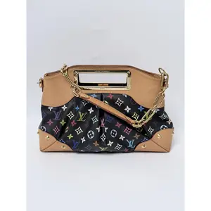 Pre-owned Louis Vuitton Canvas Shoulder Bags Monogram Multicolore Judy MM Chain Shoulder Handbag Black FJ001LV
