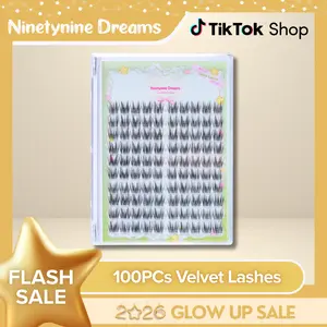 Ninetynine Dreams 100PCs Velvet Lashes | Lightweight, Soft, Long-Lasting & Waterproof — Ultra-Thin Band 9-13mm C+ Curl Pre-Mapped Natural Fluffy Spiky Lash Clusters, Beginner-Friendly — Trendy Must-Have Makeup Essential False Eyelashes Cosmetic