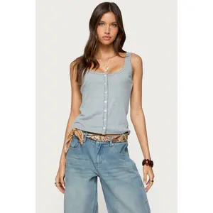Gwenne Pointelle Button Up Tank Top