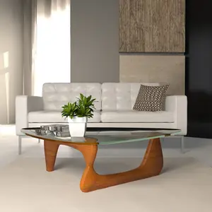 LeisureMod NG52LW Imperial Triangle Coffee Table, Light Walnut
