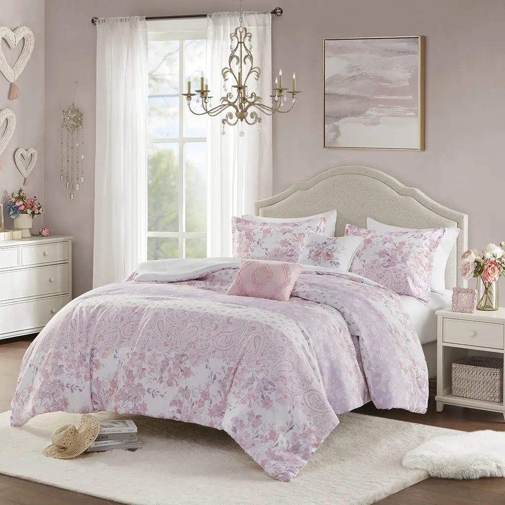 Intelligent Design Oliena Queen Comforter Set, Floral Paisley Bedding Sets Collections with Floral Art Print, Bedding Sets Collections Floral Art Print