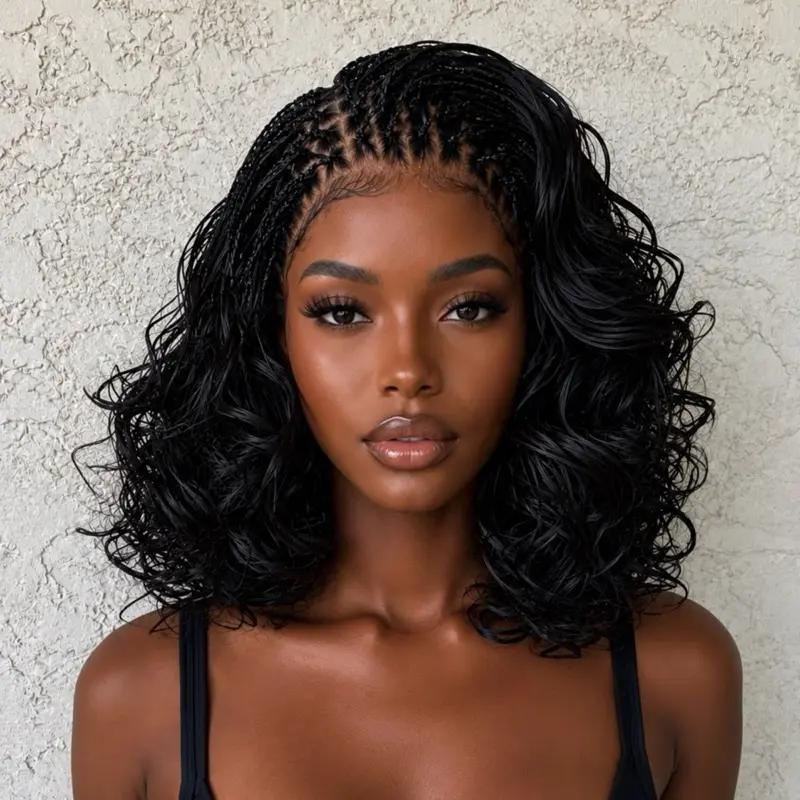 Glueless Lace Front French Braided Wig, made with Human hair Lace Frontal, Multiple Options Available