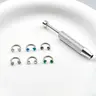 6pcs Value Pack 316L medical-grade titanium steel 18G 1.0mm Horseshoe Nose Hoop Internally Threaded Gems Nose Ring with Free Ball Holder & Guiding Needle