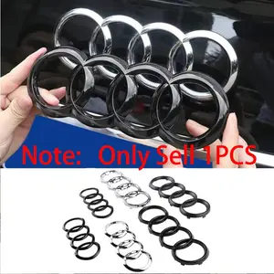 1Pcs For Audi Sline RS A3 A4 B8 8P 8V B6 B9 B7 A5 A7 A1 A6 C6 C7 Q3 Q4 Q5 Q7 TT S3 S4 S5 S6 RS3 RS4 RS5 RS6 Auto Styling Decoration Accessories 4 Rings 3D ABS Car Front Hood Bonnet Grill Emblem Rear Trunk Badge Sticker