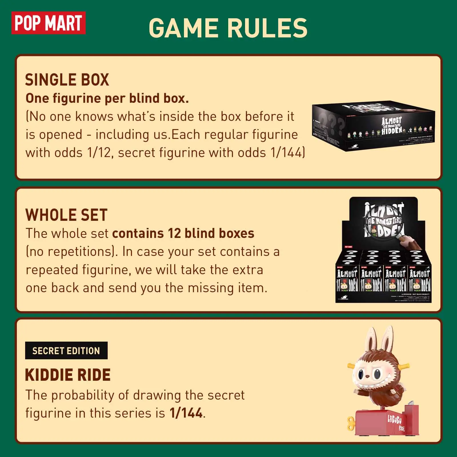 THE MONSTERS Almost Hidden Series Figures Blind Box, Mystery Box