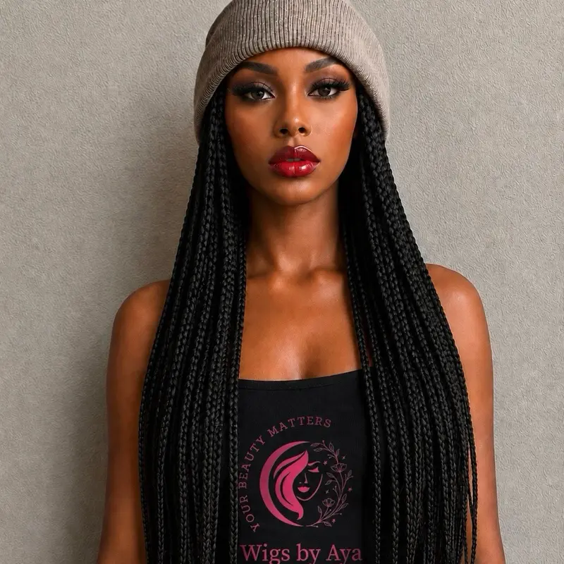 26 inches Hair Glueless Braided Hat Wig, Fashion Accessory for Special Events.