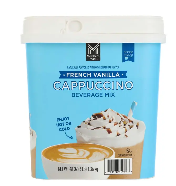 Member's Mark French Vanilla Cappuccino Beverage Mix, 48 oz. Resealable Container Crafted with Arabica Coffee