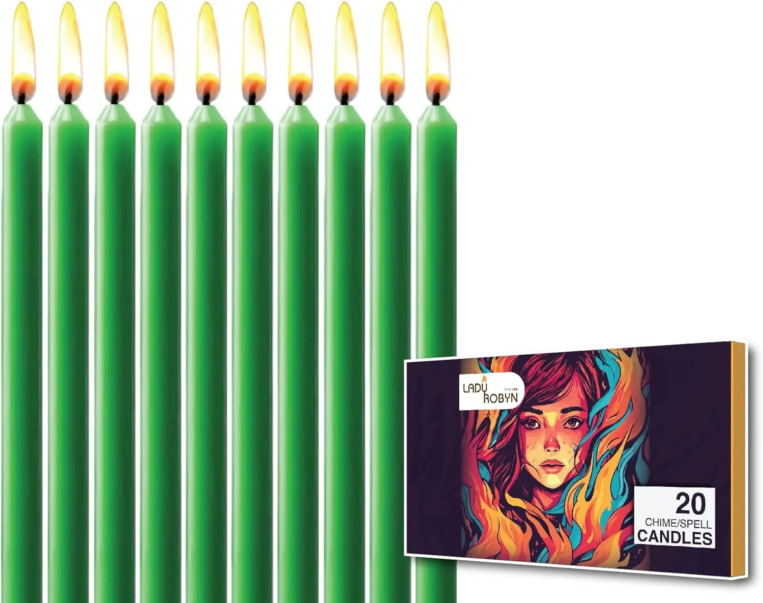 20 Pack Spell Chime Candles-4 Inch Green-Colored, Candle - for Home Decor Kitchen Decor Wedding Decoration-20 Spell Colored