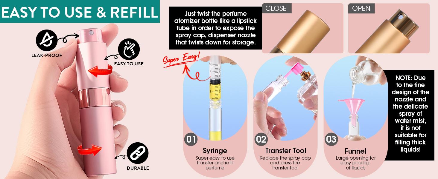 6 Pack 8ML Empty Perfume Atomizer Cologne Travel Spray Bottle for Refill Portable Cologne Dispenser Mini Sprayer for Women Men Twist Tpye 6 Pack 8ML Empty Perfume Atomizer Cologne Travel Spray Bottle for Refill Portable Cologne Dispenser Mini Sprayer for Women Men Twist Tpye