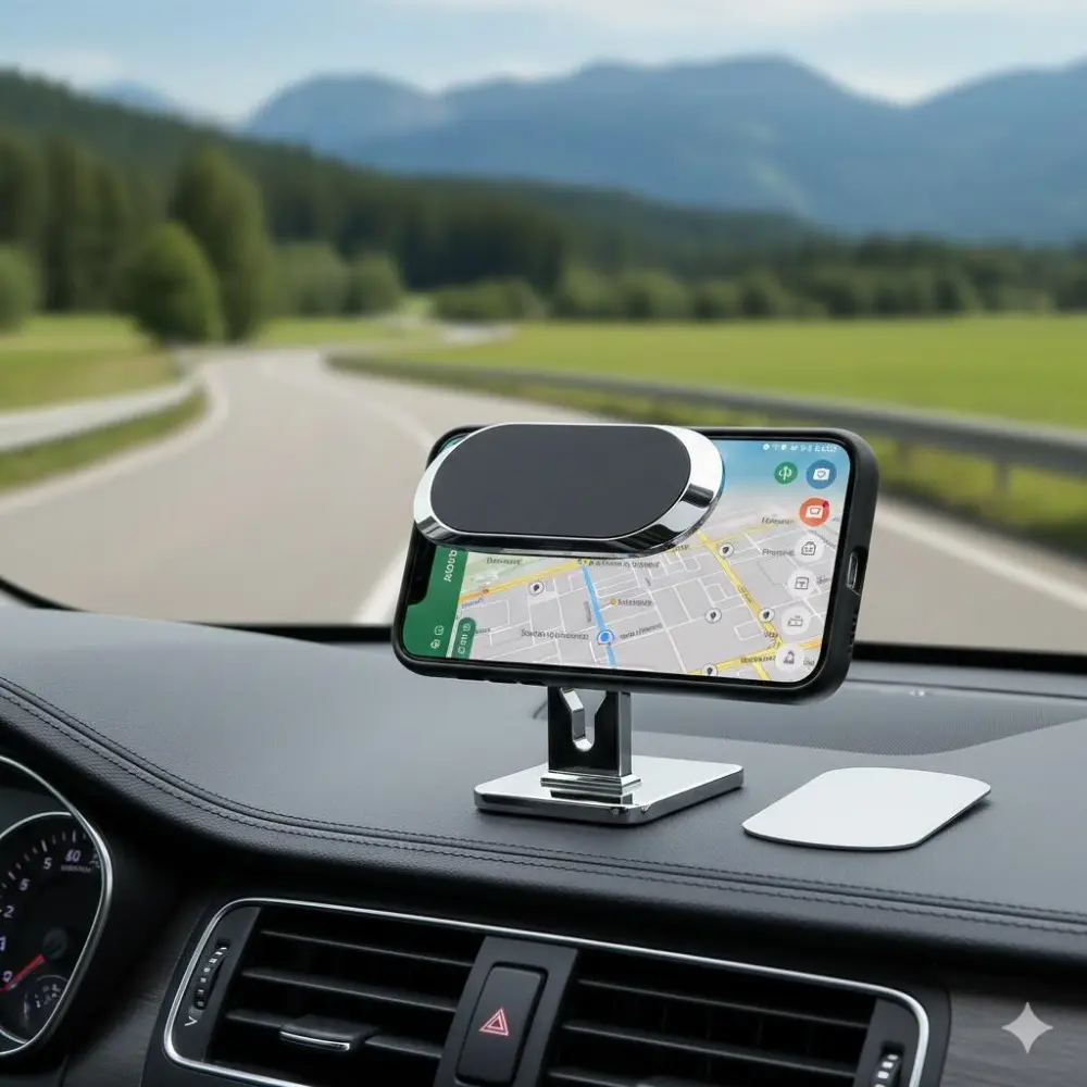 360° Rotation Magnetic Car Phone & Tablet Mount. Universal Dashboard Suction Stand for Auto SUV Truck. Easy Install Durable Design, Hands-Free Navigation Music Control Safer Driving.