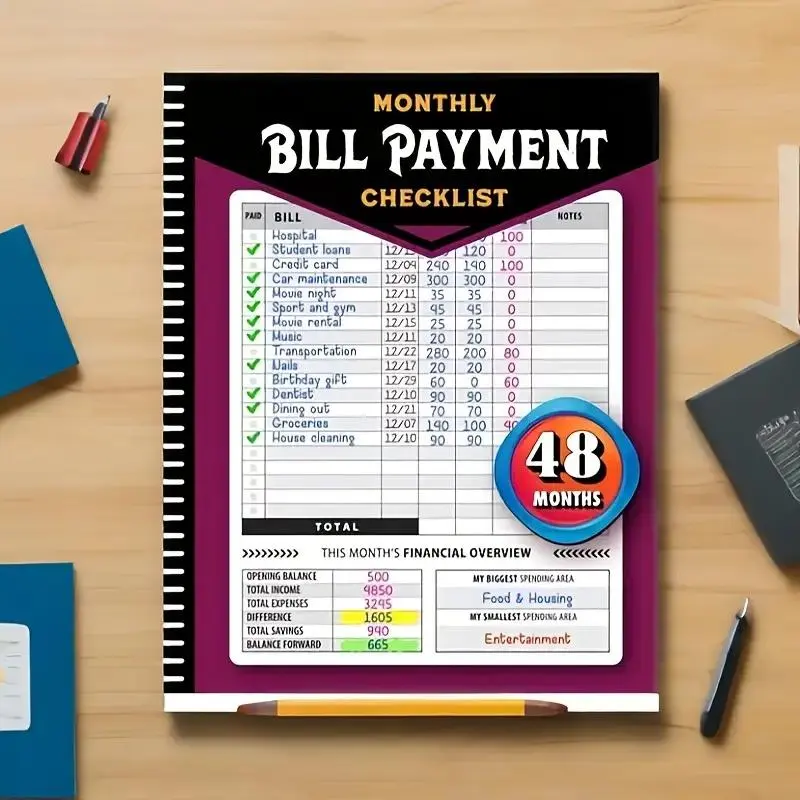 Bill Payment Tracker Book, 960 Records for 4 Years, Monthly Budget Planner with Bank Account Log, Debt Payoff and Expense Tracking, Durable Paperback Financial Organizer