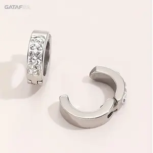 1 Pair Men Stainless Steel Zircon Ear Clips No Piercing Simple Fashion Earring Hypoallergenic Adjustable Trendy Minimalist Ear Jewelry for Men Daily Casual Party Street Dating Gift
