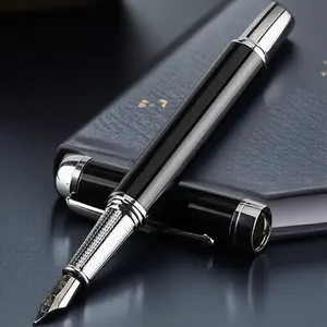 Ergonomic Metal Fountain Pen with Anti-Slip Diamond Grip, Engraved Body, Replaceable Ink Cartridges - Leak-Proof, Durable & Premium for Students, Business, Gifts