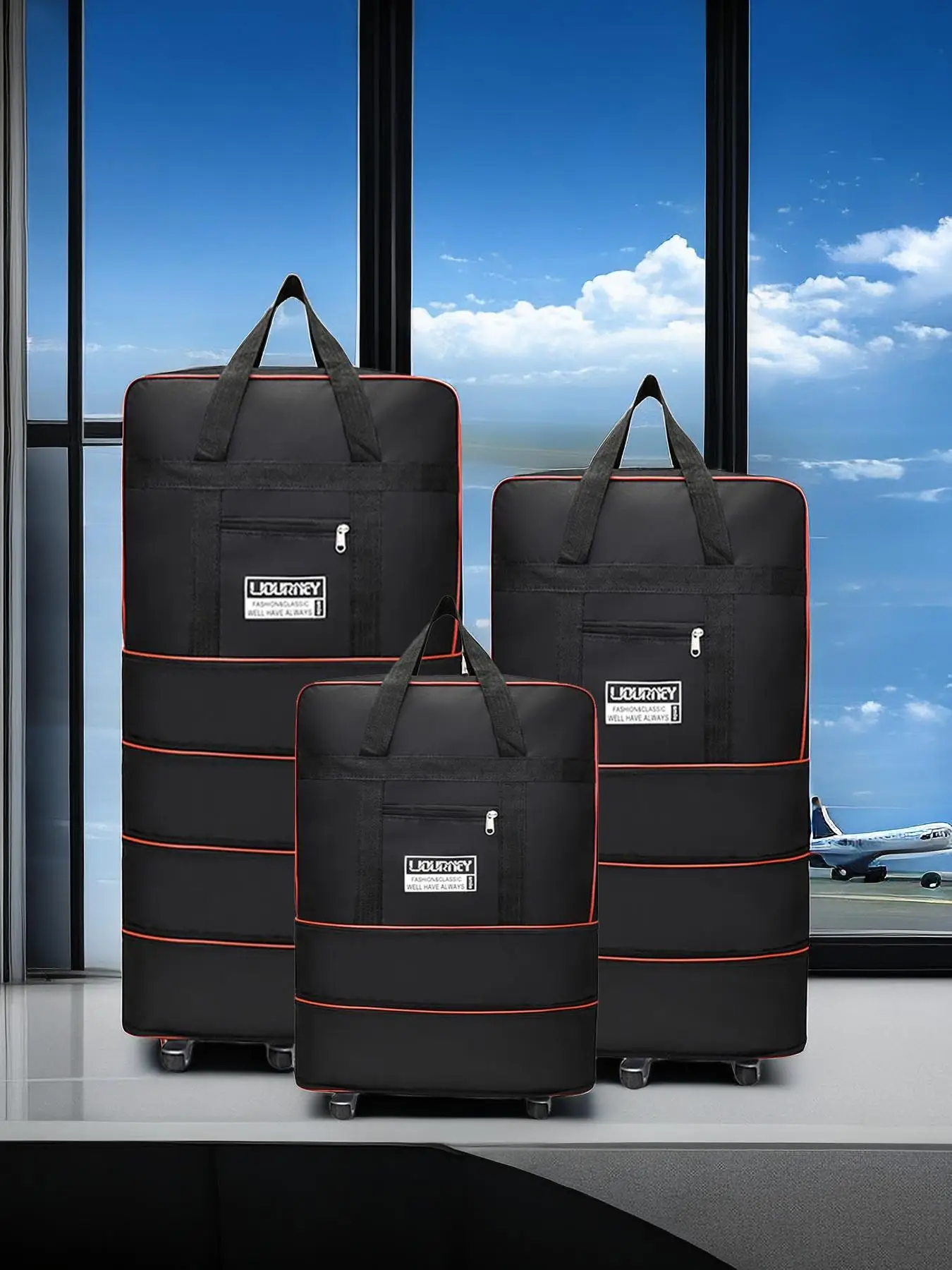 Colorblock Large Capacity Foldable Travel Bag, Lightweight Zipper Travel Bag, Portable Travel Storage Bag, New Trend Travel Bags for Travel & Daily Us