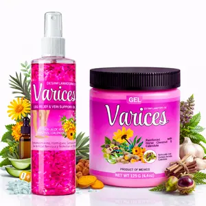 VIRAL Varices Bundle - Gel 4.4oz (125g) + Aceite Corporal 8 (fl oz)  –Natural Relief Massage Gel & Oil Bundle–  Varicosas Massage Body Oil Targeted Cooling Sensation for Legs, Knees, Arms & Shoulders – with Calendula &  Horse Extract – 100% Natural