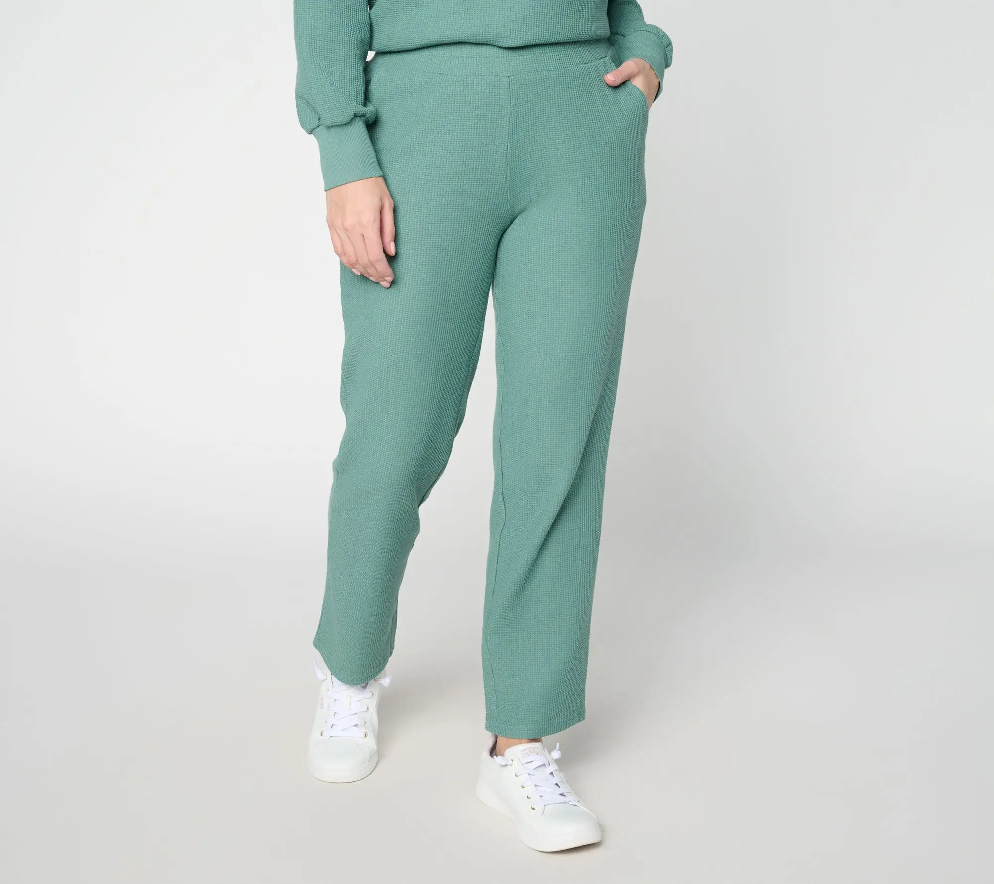 Belle by Kim Gravel Petite Wonder Waffle Relaxed Straight Pant