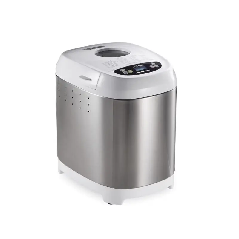 Hamilton Beach Artisan Bread & Dough Maker - 2 lbs, Chrome Stainless Steel, White, 1 Transparent Lid, ETL Listed, High-Quality Material, Adjustable Crust Color Control, Delay Bake Option, Dishwasher Safe Parts, Wattage Power