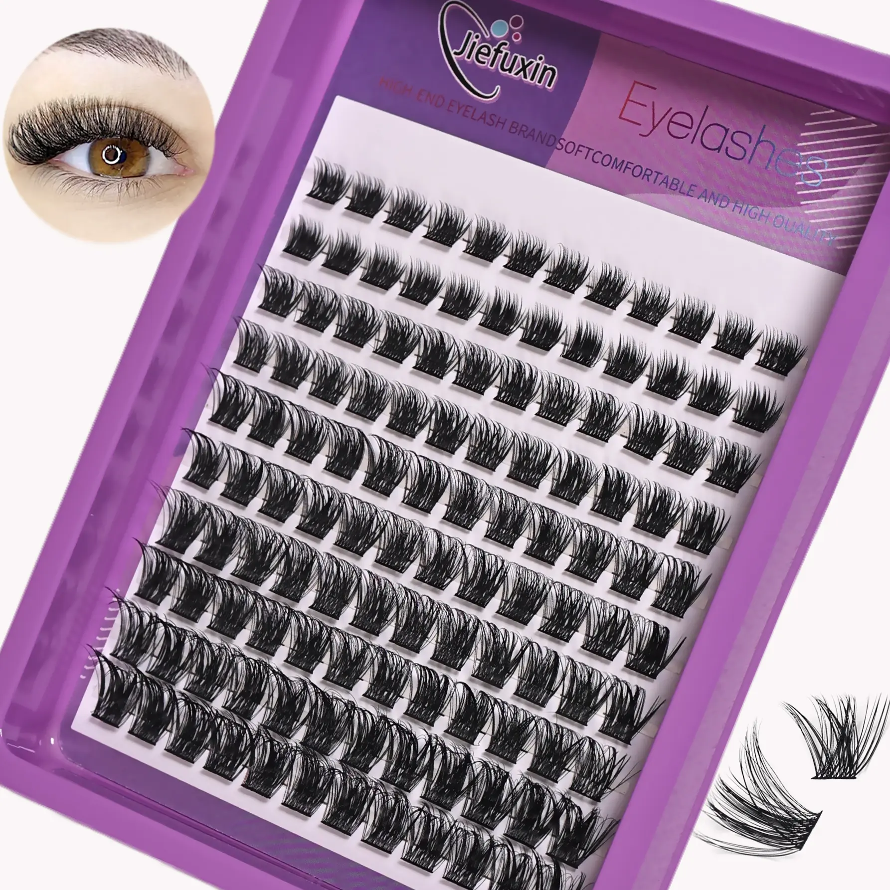 Lash Clusters 120pcs, False Eyelash Clusters, 8-16mm Wispy Individual Lashes, Natural Look D Curl, Fluffy Cluster Lashes, DIY Eyelash Extension Kit