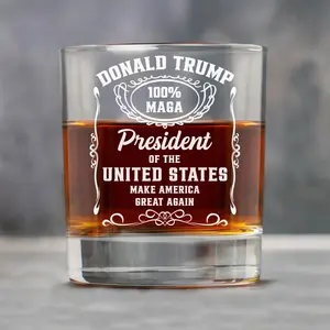 Vintage President 2024 Whiskey Glass, MAGA Rock Glass 11 oz, Made in the USA