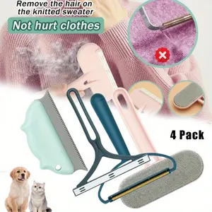 4 Pcs Dog and Cat Hair Remover for Couch, Pet Hair Removal Tool, Portable Carpet Scraper and Brush for Carpet, Furniture, Blanket, Clothes, Bedding, Car Mat, Pet Tower gift