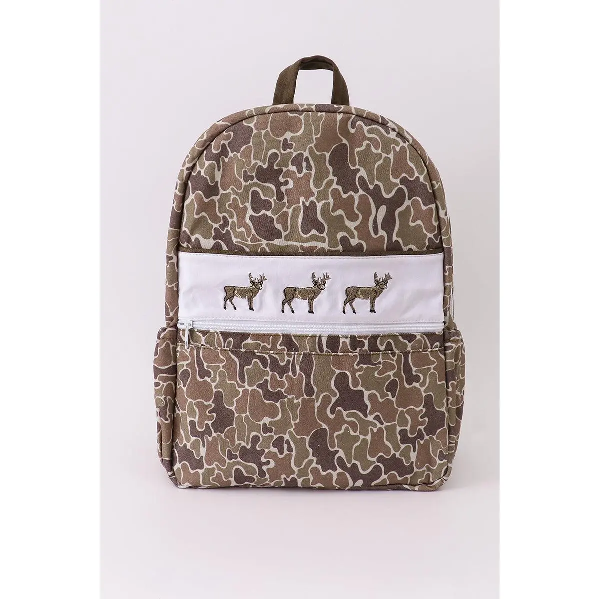 Camouflage deer embroidery canvas backpack